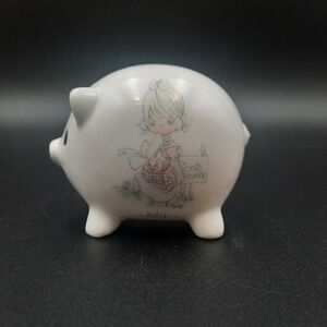 Precious Moments Piggy Bank Ceramic Coin Holder Enesco Samuel J Butcher 1988